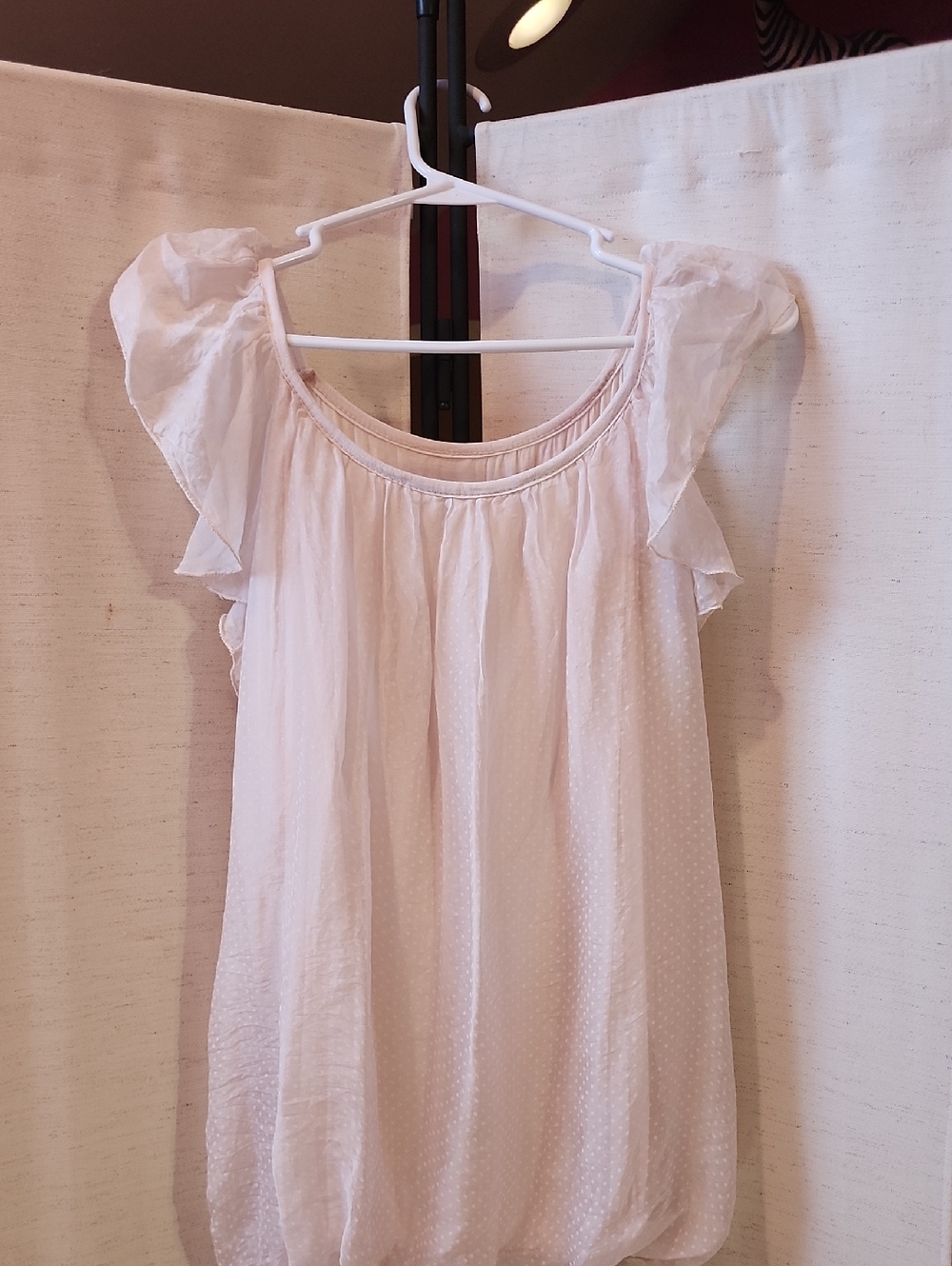 Delicate Light Pink Ruffle Sleeve Blouse for Women